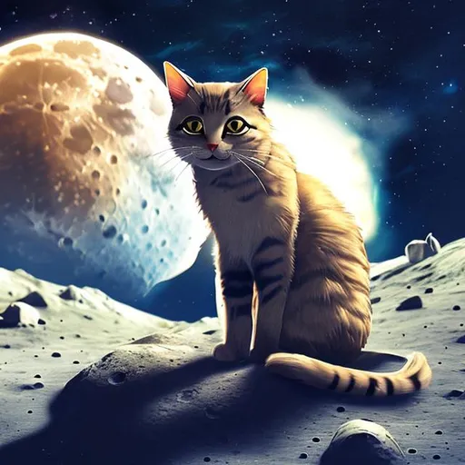 Prompt: a cat on the moon