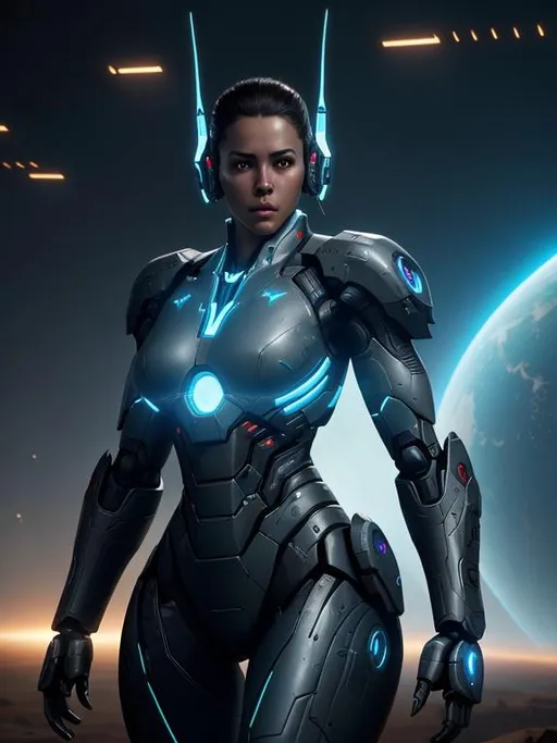 Prompt: "the war machine" art by ((Greg Rutkowski)), digital concept art, robot, athletic female shape, plasma rifle, intricate details, glowing status lights, radio antennas, set at a spaceport