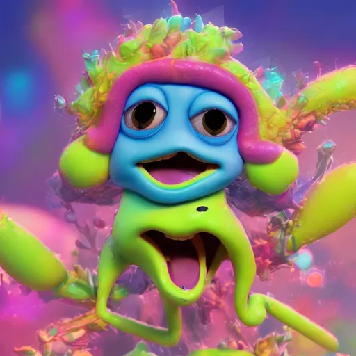 Prompt: Acid trip cartoon character, 180 HD quality, high resolution, good quality, psychedelic, 