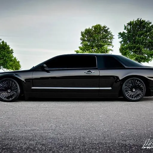 Prompt: 300 mph car, sleek, 4,000 hp, all black on black, black 30-inch rims, aerodynamic,
