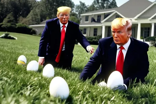 Prompt: Donald Trump stealing eggs
