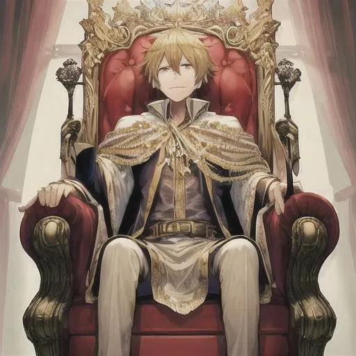 The king of the dead in anime style throne on Craiyon