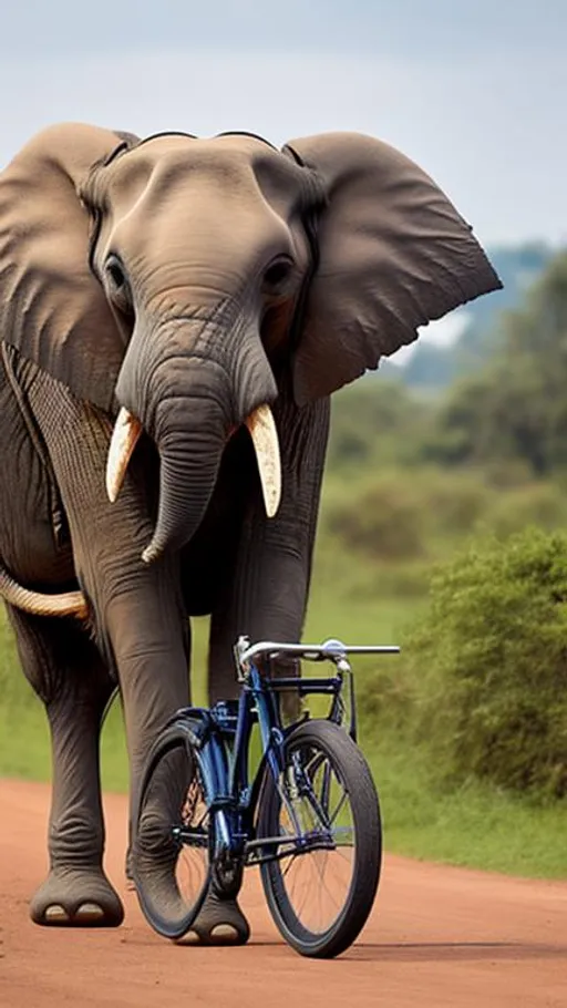 Prompt: A elephant siting on a cycle