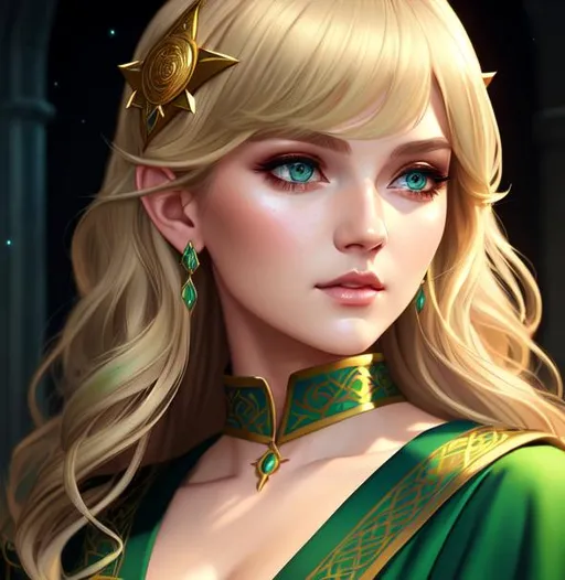 Ella Freya Beautiful priestess in simple robe, wavy