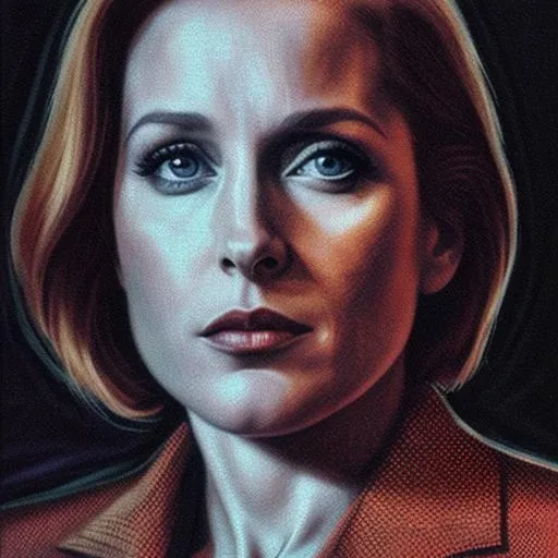 Prompt: 16k, HDR, realistic fabric, Dana Scully, x-files aesthetic, ominous, ultra sharp, illustration, digital painting, highest quality, featured on concept art world
