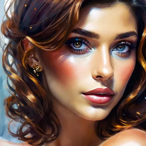 Prompt: Beautiful brunette woman with makeup portrait 