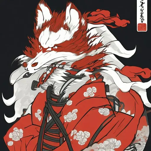Prompt: Kitsune samurai
