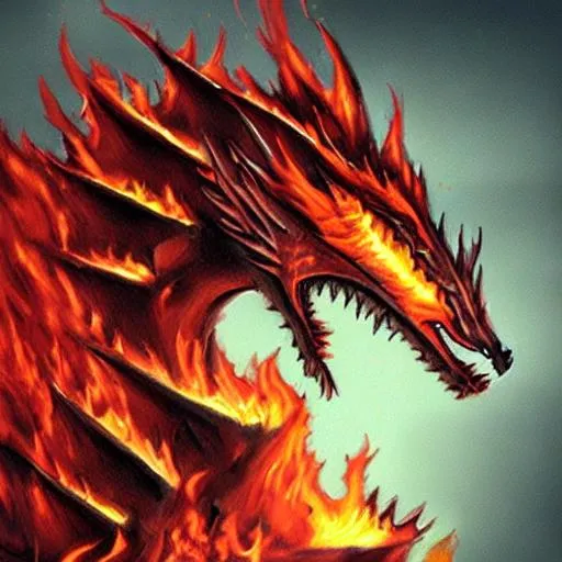 Prompt: Realistic flaming dragon