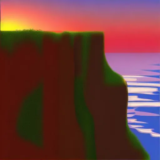 Prompt: a sunset with a cliff, digital art style