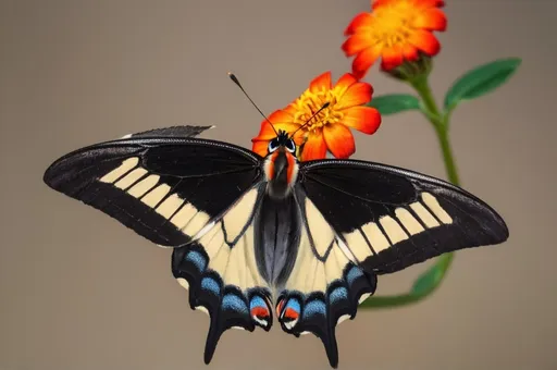 Prompt: High-res photograph of swallow tail butterfly on a flower, wings spread, vibrant colors, rich details, macro photography, vivid hues, intricate wing patterns, detailed butterfly, high quality, vibrant colors, macro photography, detailed wings, close-up shot, vibrant and rich, high resolution, vivid colors, bright and vibrant, macro photography, vivid hues, intricate details, detailed wings