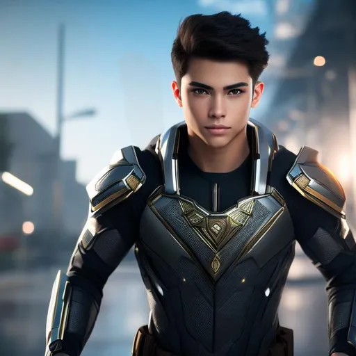 Prompt: (((young adult male with dark brown hair and athletic build))), (((wearing futuristic combat uniform))), (((running))), (((hyper photorealistic))), (((hyper quality))), (((hyper-detailed))), (((raytracing))), ((realistic lighting)), ((realistic shadows)), ((realistic textures)), (realistic reflections), ((depth of field)), full body view, SFW, professional