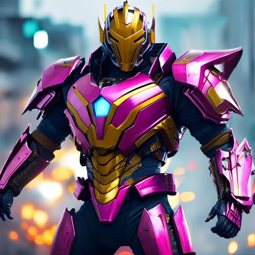 Prompt: a bulk armor epic dramatic hyper realistic, vibrant colors, octane render, intrincated details
