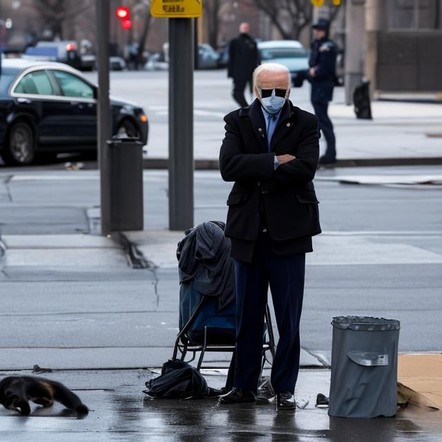 The president Joe Biden homeless lonely in streets