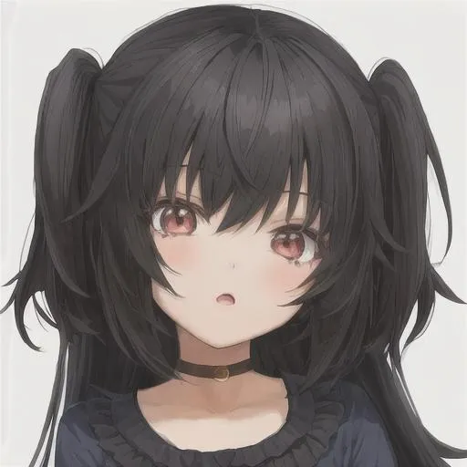 Prompt: Black-Haired Anime Little Girl Black and white