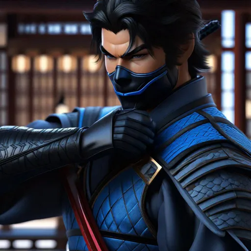 Prompt: Portrait of {  Ninja  Grayson Nightwing } in  {edo era Japan}, perfect composition, hyperrealistic, super detailed, 8k, high quality, trending art, trending on artstation, sharp focus, studio photo, intricate details, highly detailed,happy face, by greg rutkowski