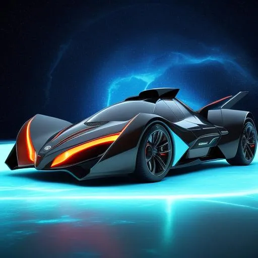 Prompt: Futuristic hyper Batmobile on fire and ice cosmic speed burning flames