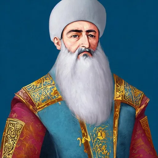 Prompt: art illustration portrait of Fatih Sultan Mehmet. Ottoman sultan who conquered Constantinople. Ottoman motifs and design. dynamic and visually compelling illustration.