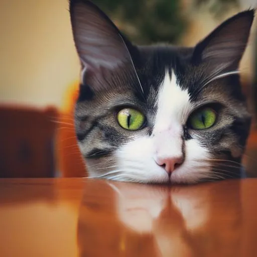 Prompt: A cat sitting on table 