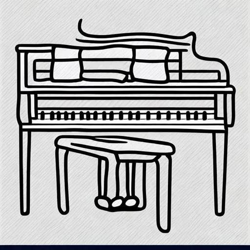 Prompt: Hand drawn outlined icon, piano