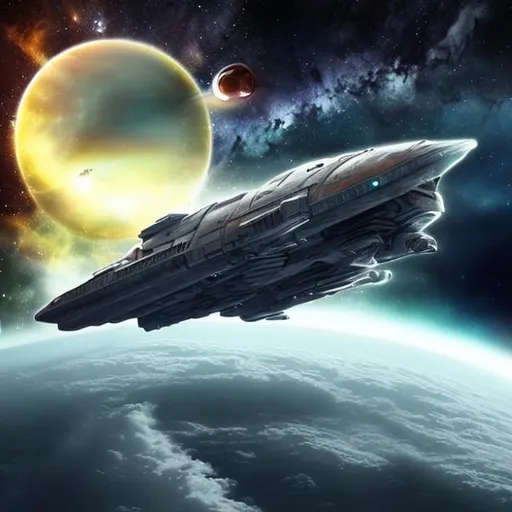 Prompt: space ship entering alien planet's atmosphere