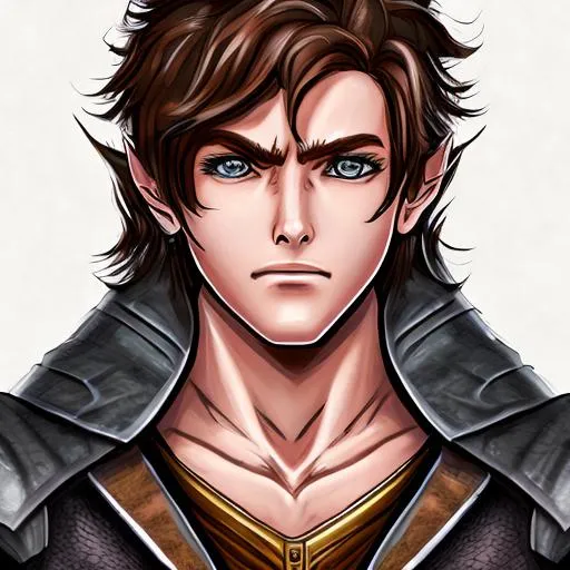 Prompt: young badass halfling wizard with brown hair and brown eyes portrait , 4k, JoJo Bizarre Adventure Style

