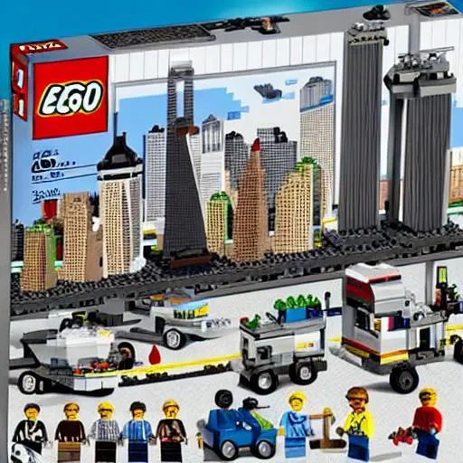 Prompt: 9/11 memorial lego set