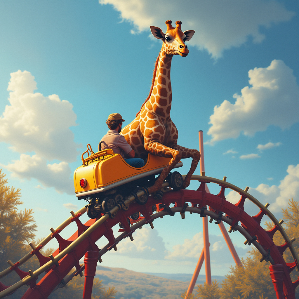 Giraffe Ride Machine Imagine a giraffe riding a rollercoaster