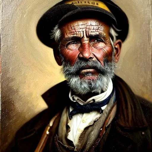 Prompt: a portrait of an old coal miner in 19th century, beautiful painting with highly detailed face by greg rutkowski and magali villanueve