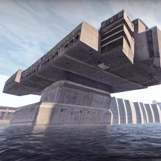 Prompt: brutalist architecture mirrors edge