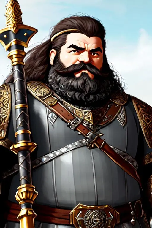 Prompt: dwarf king, big beard, dwarf wielding warhammer, two handed warhammer, tough, realistic steel armor, fully covered chest, practical steel armor, Hyper-realistic, perfect, full body shot, intricate, symmetrical, wide eyes, soft-lighting, detailed-face, high details, UHD, real hands, proper hands, real fingers, proper fingers, no deformed parts, no writing