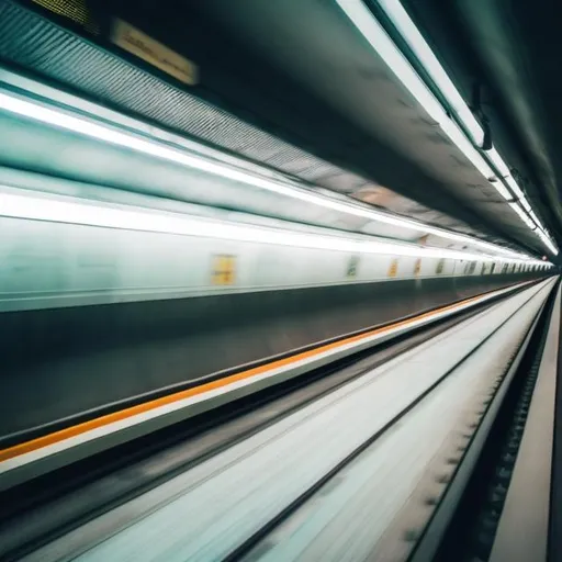 Prompt:  train in the subway tunnel with motion blur effect