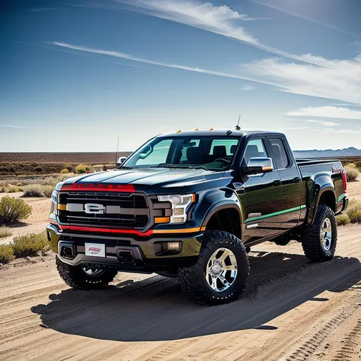 Prompt: Landscape of  pickup truck, full body, perfect composition, hyperrealistic, super detailed, 8k, high quality, trending art, trending on artstation, sharp focus, studio photo, intricate details, highly detailed