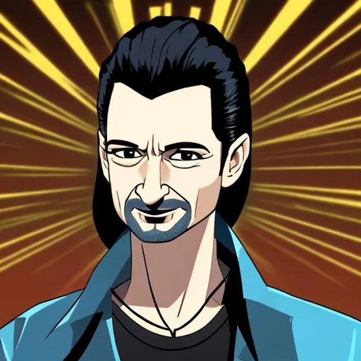 Prompt: Dave Gahan with long hair in the style of 2000s 2d animated cartoons, for Songs of Faith and Devotion 