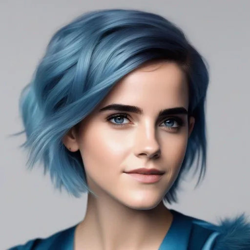 Prompt: emma watson but with blue hair