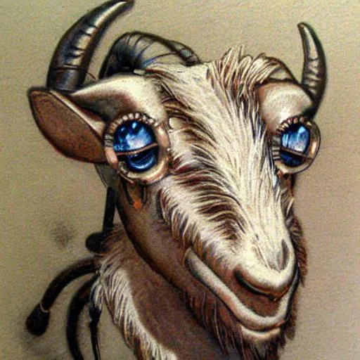 Prompt: Steampunk Goat- Abstract- Pastel

