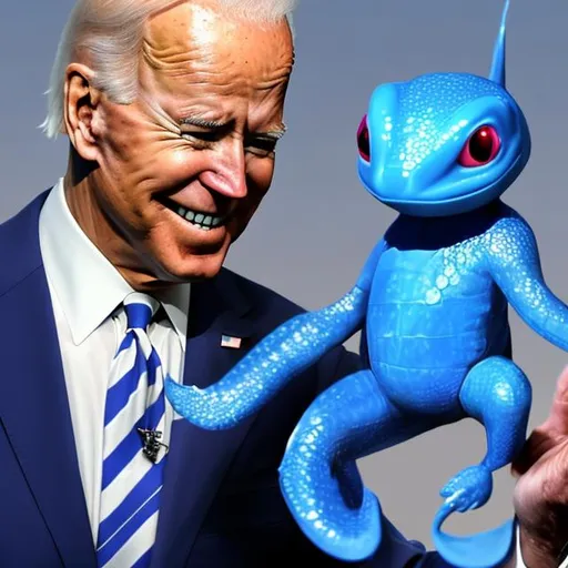 Prompt: Joe Biden holding manaphy
