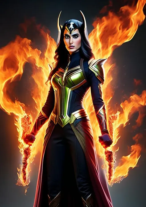 Prompt: High-resolution hyperrealistic photo of marvel-umar merged with {hela}, fire, flames, shadows, woman, photorealistic, highly detailed, uhd, hdr, 64k