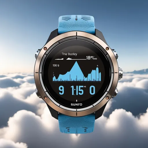 Prompt: Suunto 9 floating in the sky  Blue 