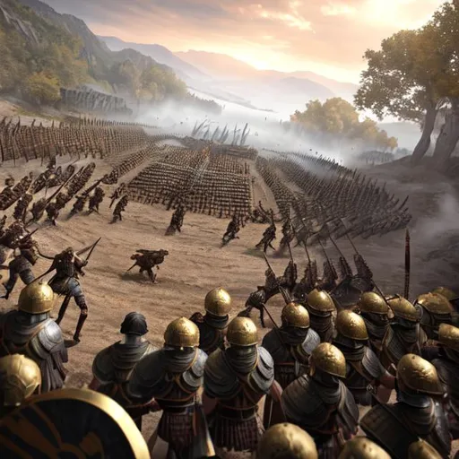 Prompt: first person view of facing a hoplite phalanx, natural colors, uhd, 4k, hyper realistic 