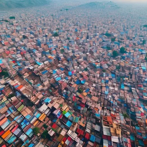Prompt: high angle view of indian city
