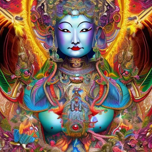 Prompt: A beautiful Bodhisattva Lady, Colorful, hyperdetailed, award winning CGI, fun, Goddess, detailed metal top 