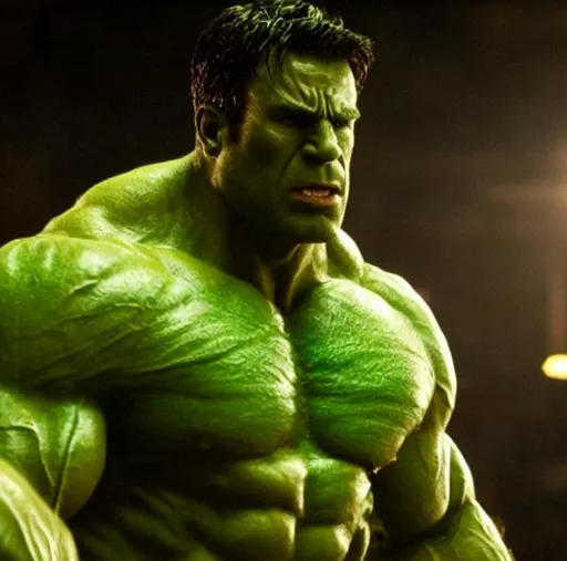 Prompt: chris evans as the incredible hulk movie still, muscular, green skin