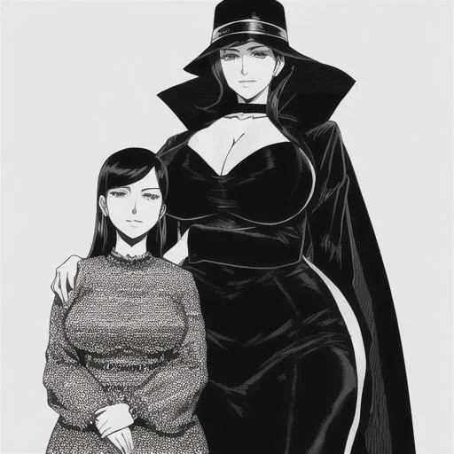 Prompt: Big Beautiful a tall woman and her small wife ,lesbian, in love, smile,seductive face