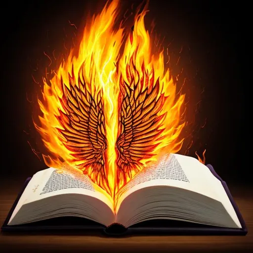 Prompt: book with fire in it