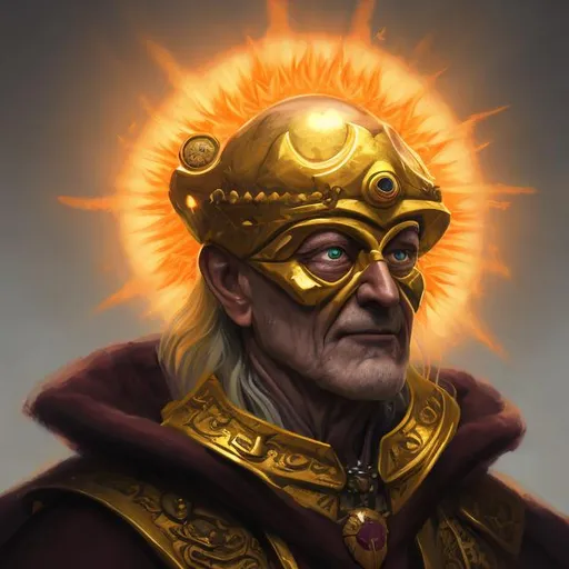 Prompt: realistic fantasy portrait of corrupt righteous sun priest