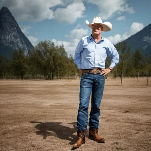 Prompt: Olaf Scholz mit Cowboy hut