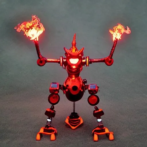 Prompt: robot fire dragon