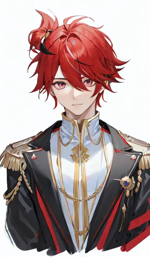 Prompt: Zerif 1male (Red side-swept hair covering his right eye) 