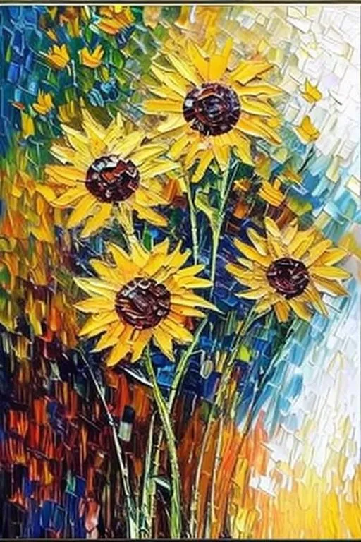 The Field Of Sunflowers Palette Knife Oil Paiting On Canvas Original -  PortraitDraw