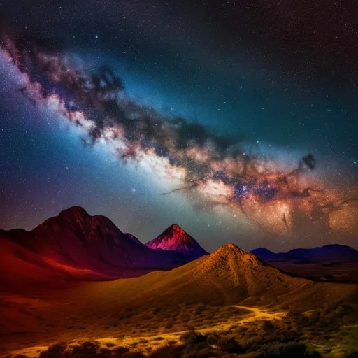 Prompt: milky way with lots of colors and stars behind a mountain